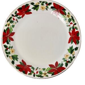 Vintage Gibson Poinsettia Dinner Plate Replacement Piece Tiny Flaws Single Plate